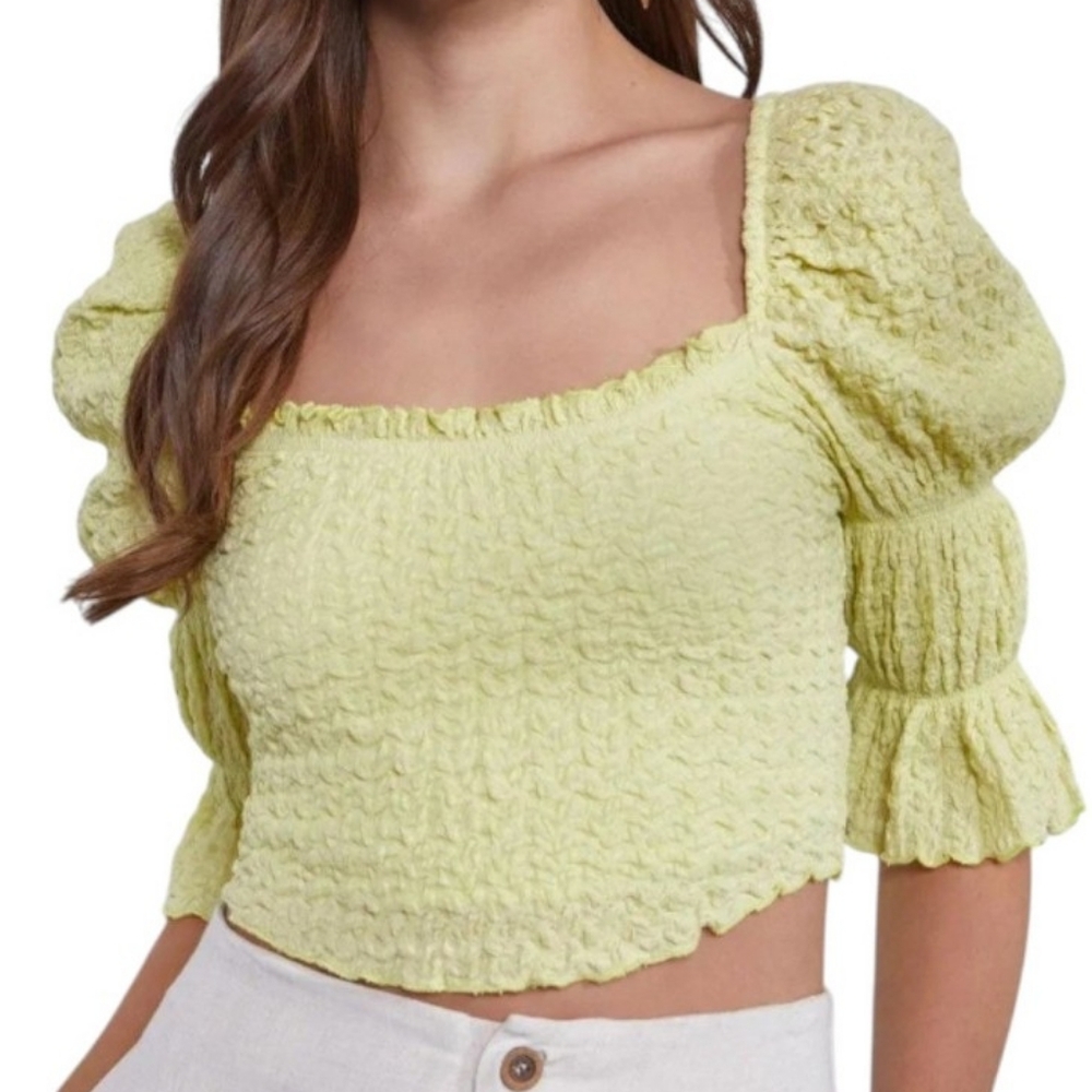 Women's Mustard Dani Scoop Neck Top In Lemonade Size Medium